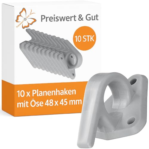10 STK Befestigungshaken Anhänger Plane Kunststoff 48 x 45 mm Zurrösen | Planenhaken und Spannhaken aus Kunststoff zur sicheren Fixierung der Plane, mit Zurrösen zur Ladungssicherung