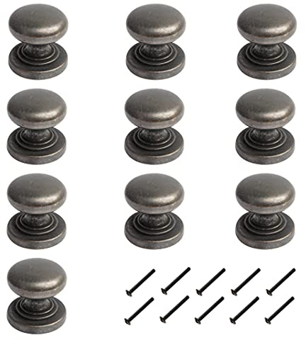 HARMAC HOUSE Vintage Cabinet Knobs 10 Pack Heavy Duty Vintage Antique Bronze Round Pull Handles, 32mm Diameter,Solid Kitchen Cupboard,Bathroom Wardrobe Door Drawer Handle Mushroom Handles Knobs (10)