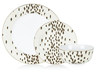Haden Dinnerware Set 12pc Poodle & Blonde Dalmatian White