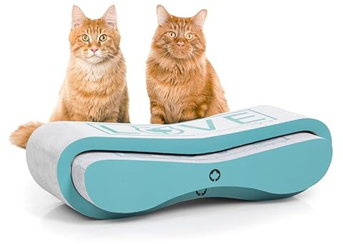 CanadianCat Company | Kratzbrett Kratzpappe MEGA SPARPACK XXL, Orbit und Sattelite 2.0 im Set, mit Katzenminze, Qualitäts-Pappe, türkis, 2 Kratzmöbel/Kratzbretter