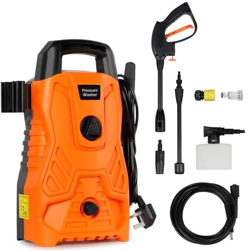 Electric Pressure Washers,1300w Max.100Bar 410L/H Power Washer,Jet Washers Pressure Washers with Foam Cannon for Cars/Fences/Driveways/Home/Patios