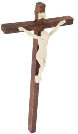 Cabilock Estatua de Crucifijo Jesús de Madera Adorno Religioso de Cruz para Pared Decoración de Oficina y Hogar Simbólico de Fe