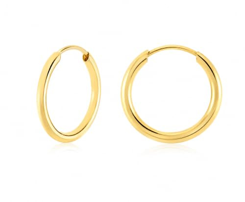 Kritz Boucles d’Oreilles Petites Créoles Acier Inoxydable Plaqué Or, 10 mm