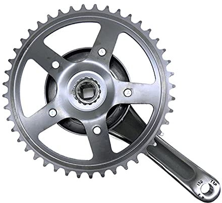 Skdvy Vierkant 6/7/8-fach Kurbelgarnitur, 44T 170mm Single-Speed-Fahrrad-Kurbel-Rennrad-faltendes Fahrrad Aluminium-Legierung Festes Getriebe-Kettenrad Kreuzer Chainwheel Accessorie
