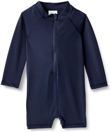 Amazon Essentials Rashguard Unisex de una Pieza de Manga Larga para bebés, Azul Marino, 24 Meses