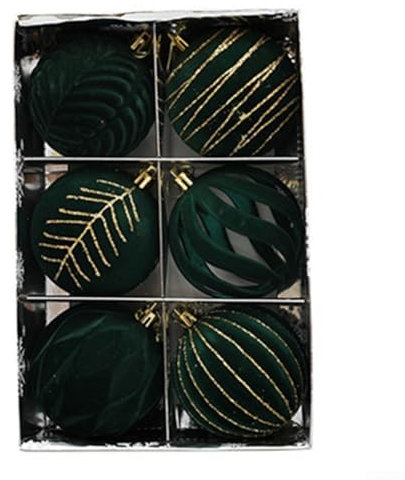 Palla di Natale, palla di Natale 8 cm, bianco verde scuro, giuggiola rossa velluto oro polvere sfera, 8 cm verde floccato palla di Natale ornamenti (verde scuro)