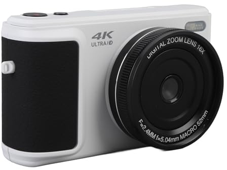 4K 64MP Digitalkamera, Ultra HD-Bildschirm, 16-facher Zoom, Beauty-Filter für Selfie, 180°-Flip-Bildschirm, Autofokus, Integrierter Blitz, 1500-mAh-Akku, mit IPS-Bildschirm, für