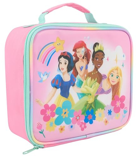 Disney Princess Lunch Bag for Girls - Featuring Snow White, Ariel, Tiana, and Rapunzel - Insulated, Durable, Easy-Clean Design - Perfect for School and Travel