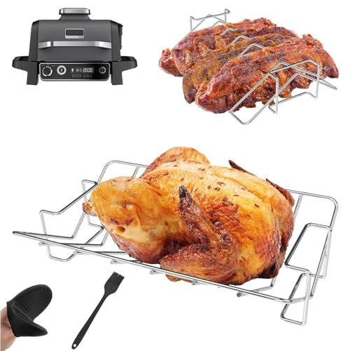 HAIWILL Spareribs - Soporte para barbacoa para Ninja Woodfire OG850EU OG901EU en forma de V, soporte para pollo compatible con Ninja Woodfire Pro XL y la mayoría de las barbacoas ahumadoras, para