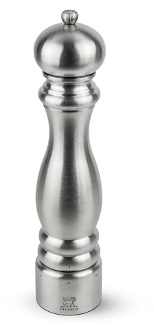 PEUGEOT - Salzmühle Paris Chef u‘Select 30 cm - 6 voreingestellte Mahlgrade - Innovatives Zirlion-Mahlwerk für pulverfeines Salz - Aus Edelstahl - Französisches Know-how - Farbton Edelstahl