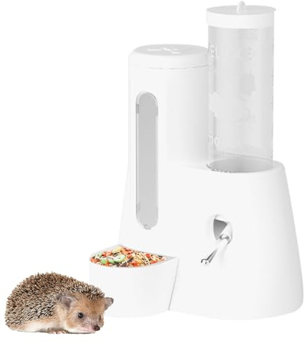 Hamster Water Bottle - Standing Automatic Leak-Proof Waterer Feeder | Leak-Proof Small Animal Drinking Feeding Accessories | Bunny Water Dispenser with Food Container For Hedgehog Mice Bunny