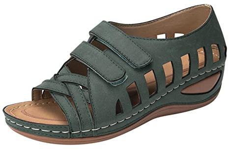 Vandring Sandaler Kvinnor Stängt Toe Sommar Bekväma Vandringsskor Andningsaktiv Bågstöd Promenad Sandaler Utomhus Klättring Sandaler Justerbar Vandring Sandaler Fotbädd Tofflor, Army Green, 42 EU