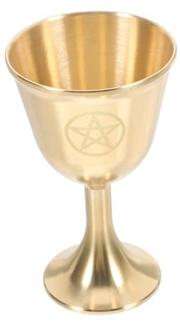 COLLBATH Copa Vintage de Latón Pentagrama Dorado para Ceremonias y Rituales, Vaso de Cobre Diseño Único y Adorno Elegante Hogar Espiritual