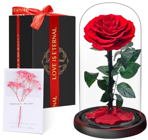 Festa della Mamma Rosa Stabilizzata Vera Regalo Donna in Cupola Vetro​ - Regalo di San Valentino, Donna Regalo Compleanno, Rosa Eterna Idee Regalo Mamma Moglie Fidanzata Nonna, per Anniversario