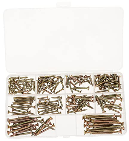 Hohopeti 200pcs Self-tapping Woodworking Screws Set Carbon Steel Screws Cross Recessed for Cupboard Hanging