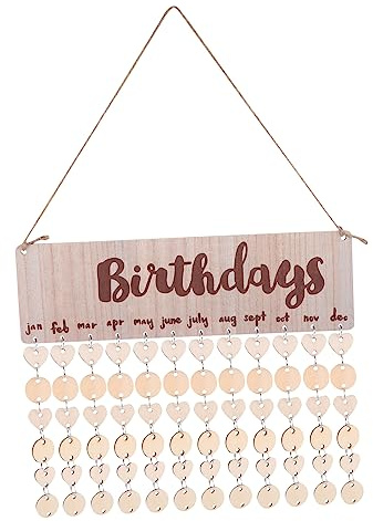 Happyyami 1 Satz Holz Geburtstagskalender DIY Wandkalender zur Erinnerung an Feierlichkeiten mit Plättchen und Ringen Vintage Wanddeko für Zuhause und Büro für Familie und Freunde