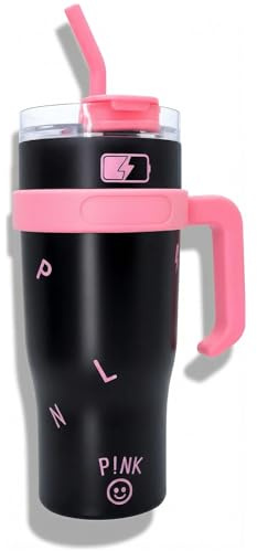 Aquarbor Tazza termica da 1200 ml, con cannuccia e manico, Watersy, tazza termica portatile, per bevande calde e fredde