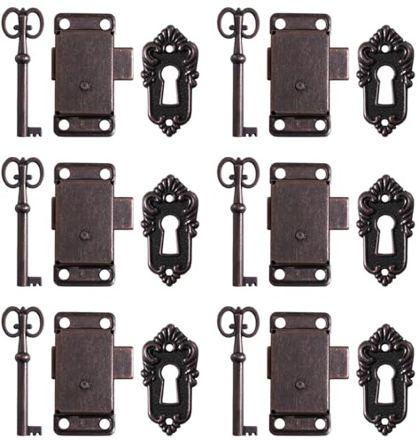 AUTSUPPL Serrures Décoratives pour Meubles Anciens Lot de 6 Sets Fer Épais Style Antique Loquets pour Boîtes à Bijoux Tiroirs Armoires Placards Design Élégant et Solide