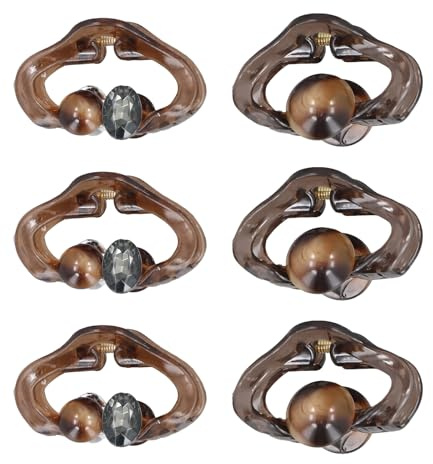 Culinavog Paquete de 6 pinzas pelo mujer pequeñas, Acrílico Pinzas Pelo Mujer, pinza pelo, pinza pelo mujer para Cabello Grueso y Fino, Ideal para Peinados Diarios y de Fiesta（Marrón/Dos estilos)
