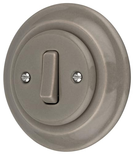 Unterputz Porzellan Retro, Schalter, Wechselschalter, All-in-One, Serie PR1 graubeige