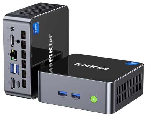 GMKtec Mini PC Intel i5-12450H (Turbo 4,4 GHz) 16 Go (8x2) DDR4 3200 MHz 1 to M.2 PCIe3.0 NVMe SSD Mini Ordinateurs, USB 3.2/WiFi 6/BT5.2, Ethernet 2,5G/Type-C (DP/Données)/HDMI*2/PC de Bureau
