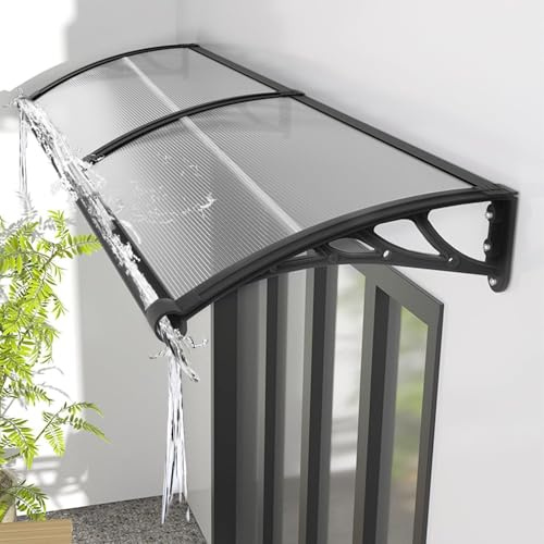 Door Canopy Outdoor, Porch Canopy Waterproof/UV Protection, Front Door Canopy Suitable for Door Porch, Patio, Roof, Outdoor, Easy To Install,Black Frame,A-60x80cm/24x32in