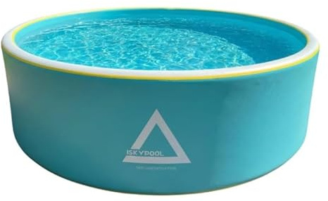ISKYPOOL 9ft Compact Drop Stitch Pool – Rigid Hard-Wall Mini Swimming Pool for Kids & Patios – Deep 40 Design – Durable & Pet Friendly (Dia 9ft x 3.3ft)