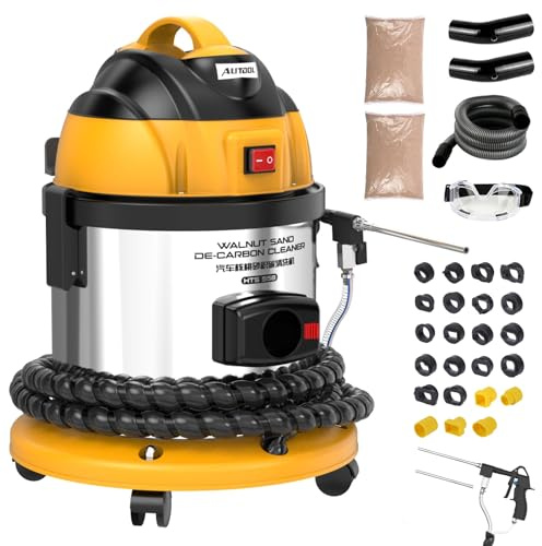 AUTOOL HTS558 Máquina de Chorro de Arena de Nuez, Máquina de Limpieza de válvulas de admisión de Motor de automóvil, Limpiador de depósitos de Carbono de Motor de Arena de Nogal con 23 adaptadores