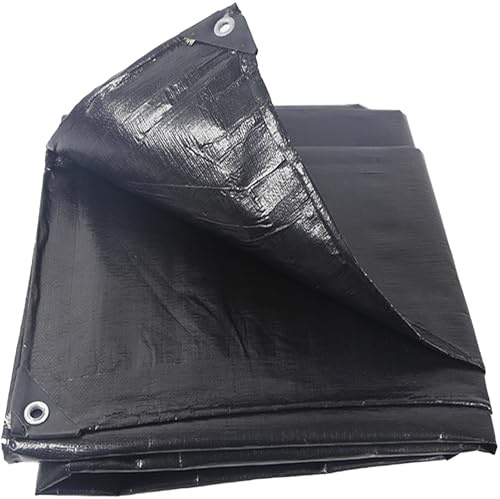 Presenning Vattentät Kraftig 150 x 420 cm Presenning 160 G ㎡, Frostbeständig, Lätt Att Tvätta för Husvagn Bilöverdrag, Svart