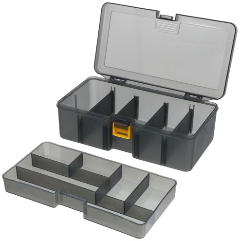 DIYEAH Angelkiste Angelfachbox aus Robustem Pp Material Mittelgroßer Doppelbox Organizer mit Herausnehmbaren Einsätzen zur Aufbewahrung von Angelködern und Zubehör für Angler