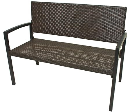DELUKE Parkbank Valent - 116cm Breit, Alu/Kunststoff, Braun | Gartenbank Wetterfest Terrassenbank Sitzbank Outdoor