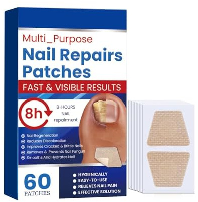 60PCS Parches de Uñas Eficaces, tratamiento de uñas fúngico para uñas de los pies extra fuerte, tratamiento antifúngico, Parches de Reparación para Uñas Dañadas y la Apariencia de Uñas Decoloradas