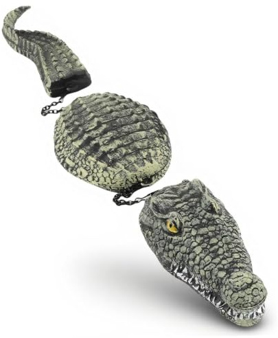 Vistnale flytande alligator-lockbete för damm, dammdekorationer – realistisk alligator med stängd mun för utomhuspooler och trädgårdar, grön