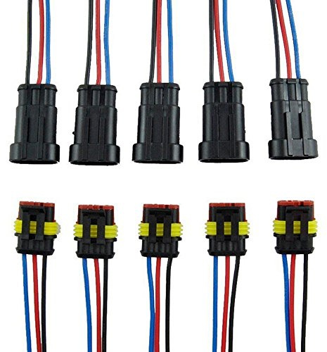 ZYTC 3 Pin Way Car Waterproof Wire Connector Plug Auto Electrical Wire Connectors AWG Terminal Pack of 5