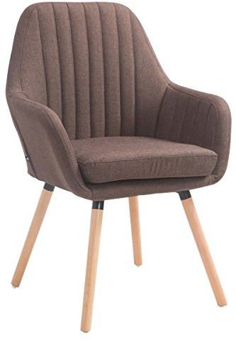 CLP Retrostuhl Florian Mit Hochwertiger Polsterung Und Stoffbezug I Esszimmerstuhl Mit Einer Sitzhöhe Von 49 cm Farbe braun Gestell Farbe Natur