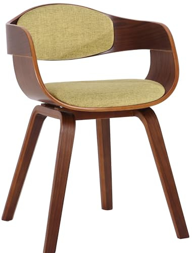 CLP Silla De Visita Kingston En Tela I Silla De Madera con Respaldo Semi-Curvado I Butaca De Salón En Estilo Escandinavo I Color:Nuez/Verde Claro
