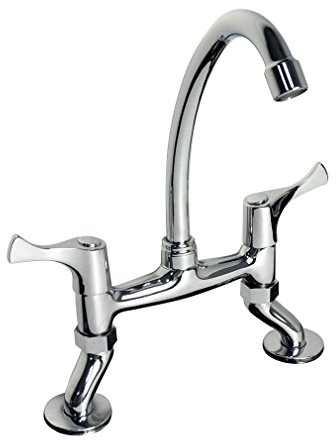 PHASAT Renaissance Retro Mélangeur Cuisine Évier Deux Poignée du Pont Laiton Robinet Mitigeur d'évier Double Poignées de Cuisine Robinet HN100