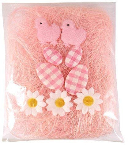 PINK Easter Bonnet Decorating Kit 10 Piece Chicks Eggs Flowers & Grass Craft Pack