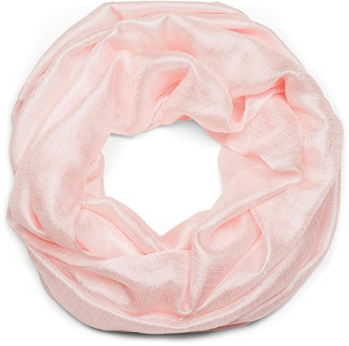 styleBREAKER Damen Loop Schal weich fließend | Seidig glänzendes Halstuch Einfarbig für Sommer & Frühling | Schlauchschal Leicht & Elegant, Farbe:Rosa