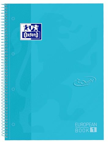 Oxford A4 European Book 1, kariert, 160 Seiten mit farbigen Rändern, Touch Hardcover, mit Whiteboard, pastell blau
