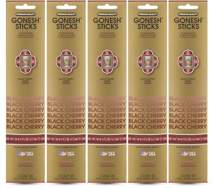 Gonesh - Extra Rich Scented Incense Sticks - Non-Toxic 10” Slow Burn Aromatic Sticks - Black Cherry - 100 Total - 5 Packs of 20