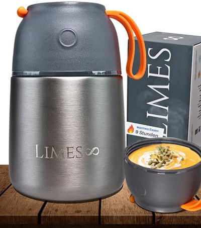 Limes 8® Edelstahl Thermobehälter für Essen - 500ml - Thermo Lunchbox - Warmhaltebehälter für Speisen - Essensbehälter für Babynahrung, Suppen, Müsli to go Speisegefäß
