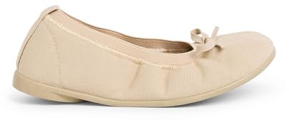 Pisamonas Bailarinas Niña Elástico Manoletina Tela Lazo Talla 31 Color Arena