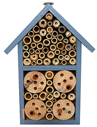 Insektenhotel aus Holz, bemalt, für den Außenbereich, für Bienen, Marienkäfer, Blumen und Schmetterlinge, Biene