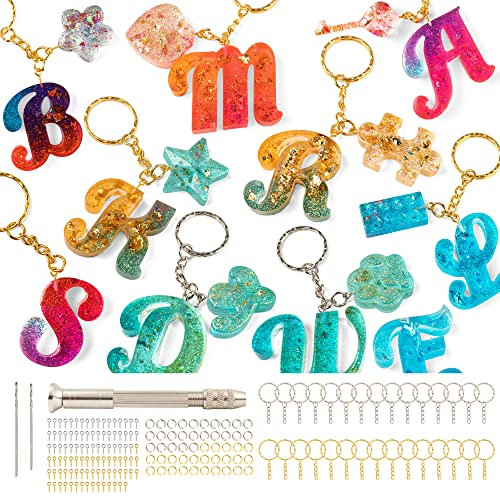 Mocoosy 182pcs Silikon Alphabet Harz Formen Set, Buchstaben Silikonform zum Basteln, Epoxidharz-Gießformen DIY Buchstaben Schlüsselanhänger, Anhänger, hängende Ornamente, Schmuck Harz Formen