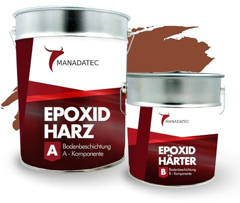 MANADETEC Resina epossidica 2k rivestimento pavimenti 5kg I Rosso mattone I Senza solventi, ecologico, inodore I Rivestimento per pavimenti di garage e cantine I Alta resistenza antiurto