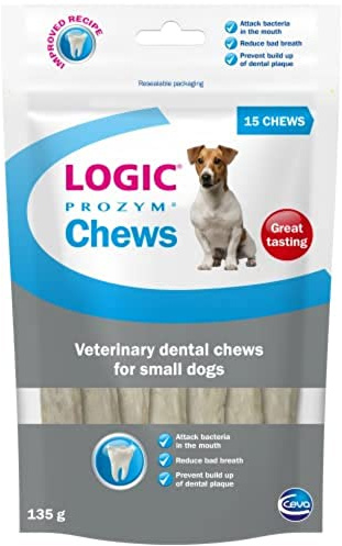 Logic Prozym Dental Chews for Dogs and Puppies Over 6 Months | Small Dog & Puppy | Tooth Care | Low Calorie | 15 Chews