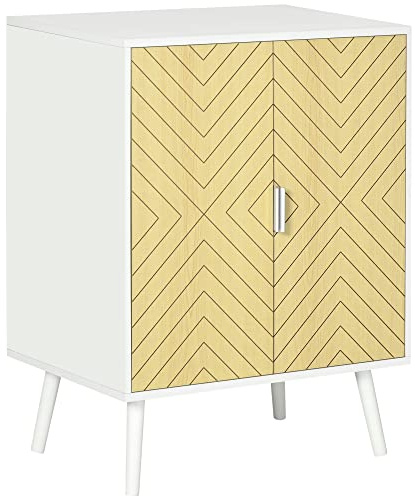 HOMCOM Credenza Moderna in Legno, Mobiletto Multiuso con Ripiani per Soggiorno, Camera o Ingresso con 2 Antine e Mensola Regolabile, 60x40x80cm