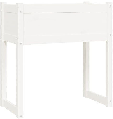 vidaXL Jardinera Maceteros Macetas Plantas Interior Exterior Soporte Decoración Jardín Terraza Balcón Oficina Madera Maciza de Pino Blanco