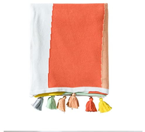 Sommar Sängfiltar För Baby Söt tofs Bomullsstickad regnbågsfärger Quilt Barnsängtäcke Barn Wrap-täcke (A 70 * 100CM)